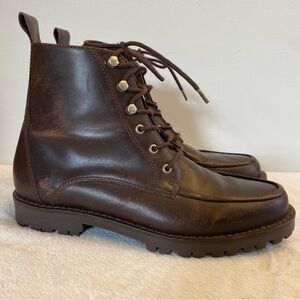 Vintage Kenneth Cole Reaction Brown Moc Toe Combat Ankle Boot - 7M